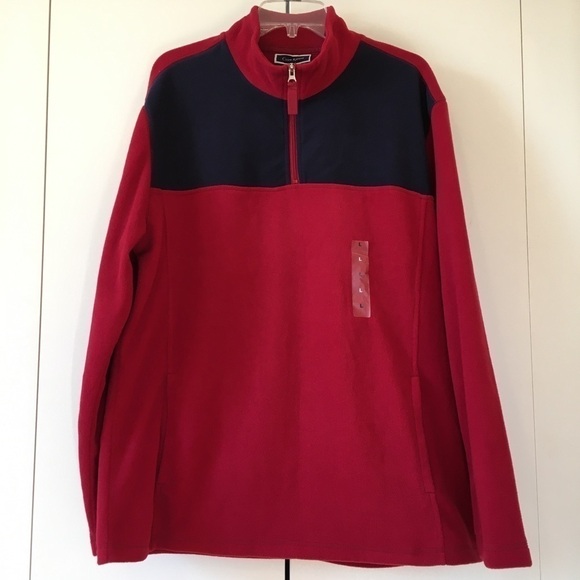 Club Room Men's Red Stretch 1/4-Zip Fleece Sweatshirt Size Large - Picture 3 of 12